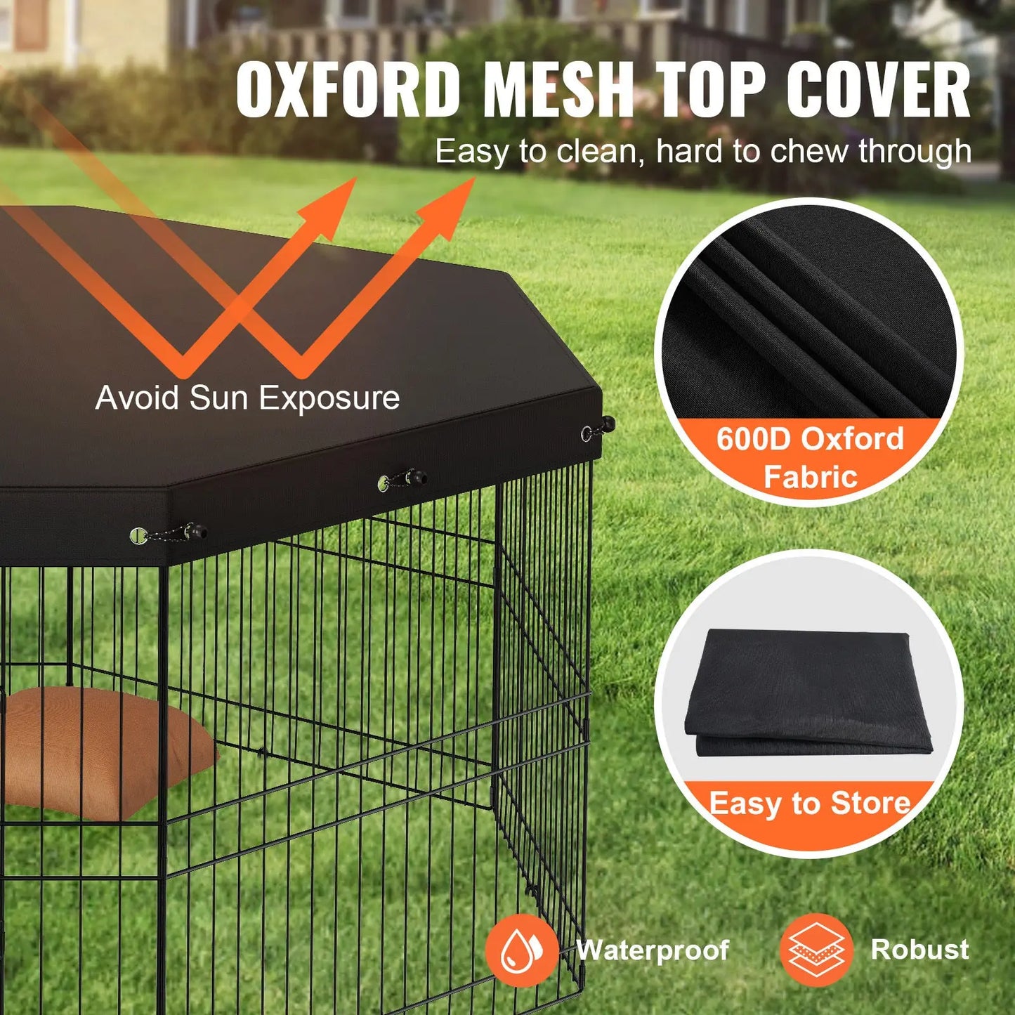 VEVOR Dog Playpen, 8 Panels Foldable Metal Dog Exercise Pen With Top Cover Paws and Claws Boutique