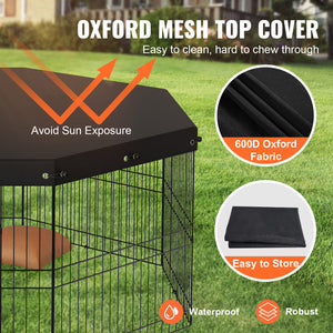 VEVOR Dog Playpen, 8 Panels Foldable Metal Dog Exercise Pen With Top Cover