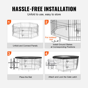 VEVOR Dog Playpen, 8 Panels Foldable Metal Dog Exercise Pen With Top Cover