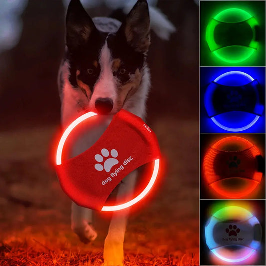Dog Flying Discs Light Glowing LED Luminous Trainning Interactive Toys Game Paws and Claws Boutique