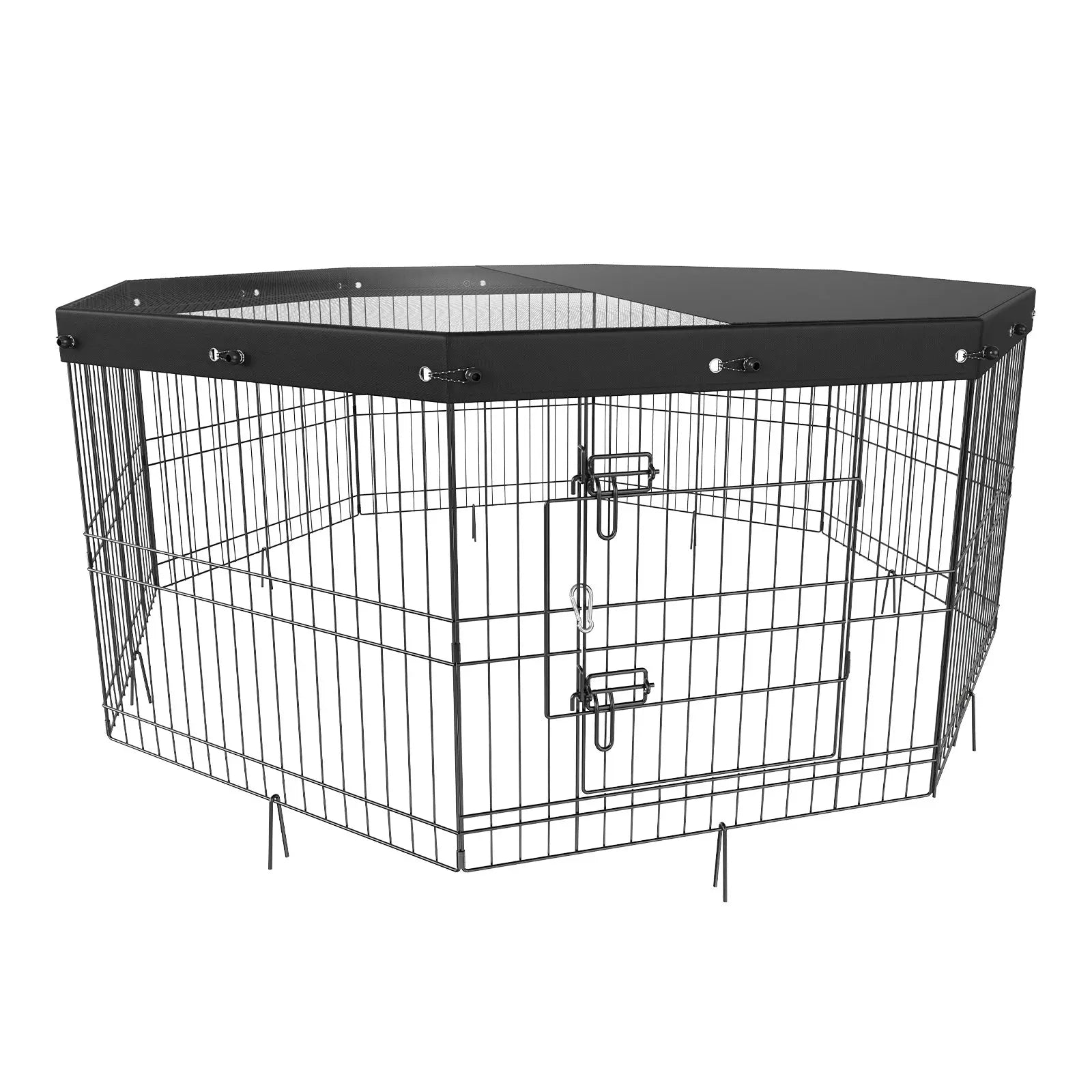 VEVOR Dog Playpen, 8 Panels Foldable Metal Dog Exercise Pen With Top Cover Paws and Claws Boutique