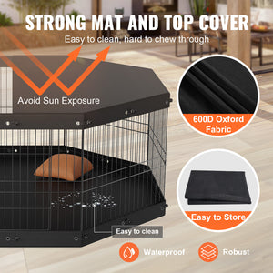 VEVOR Dog Playpen, 8 Panels Foldable Metal Dog Exercise Pen