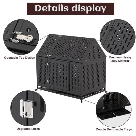 Heavy Duty Dog Crate 45 Inch Indestructible Pet Dog Cage My Store