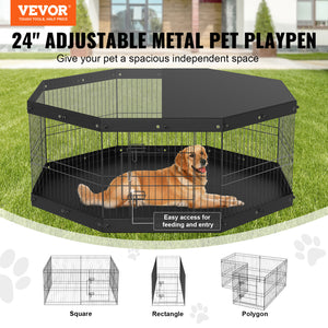 VEVOR Dog Playpen, 8 Panels Foldable Metal Dog Exercise Pen